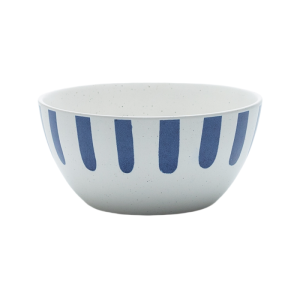 Nordic Blue Brushstroke Ceramic Bowl | Matte Stoneware for Salad, Rice & Breakfast