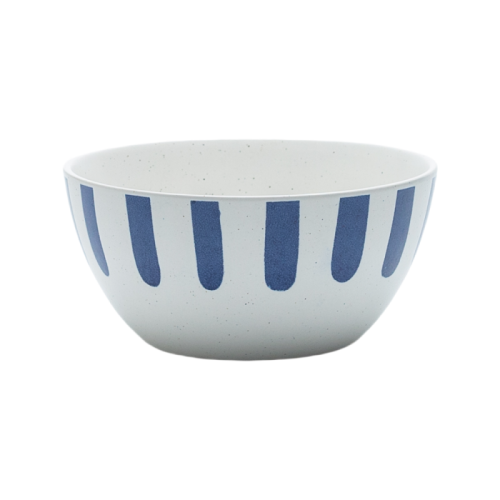 Nordic Blue Brushstroke Ceramic Bowl | Matte Stoneware for Salad, Rice & Breakfast