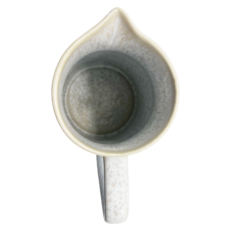 Bottom View Of Handcrafted Reactive Glaze Ceramic Pitcher Soft Blue Gradient Multi-Use Stoneware Jug With Handmade Base Markings