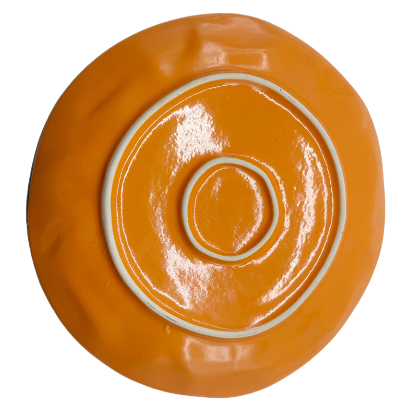 Bottom View Of Whimsical Halloween Ceramic Plates Showing Brand Logo And Details