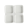 8.5" White Ceramic 4-Section Dessert Plate Perfect for Appetizers, Tasting Menus & Snack Presentation