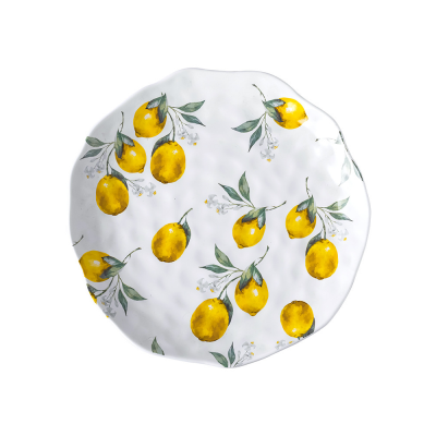 INS Style Two-Layer Cake Stand – Lemon & Orange Ceramic Plates with Wooden Handle
