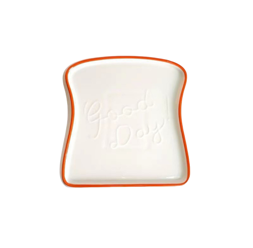 INS Style Red Rim Dessert Plate – Square Ceramic Dish for Western Sweets