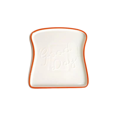 INS Style Red Rim Dessert Plate – Square Ceramic Dish for Western Sweets