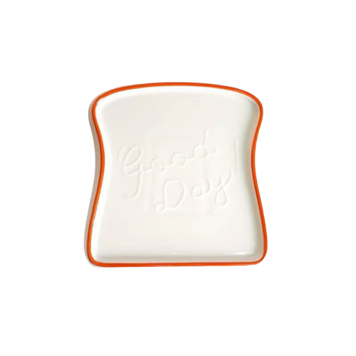 INS Style Red Rim Dessert Plate – Square Ceramic Dish for Western Sweets