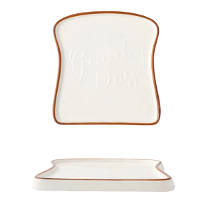 INS Style Red Rim Dessert Plate – Square Ceramic Dish for Western Sweets