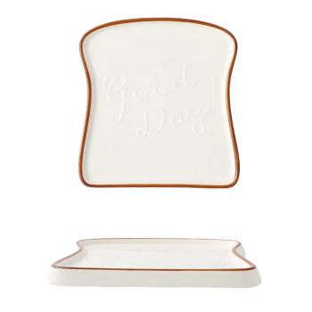 INS Style Red Rim Dessert Plate | Square Ceramic Dish for Western Sweets