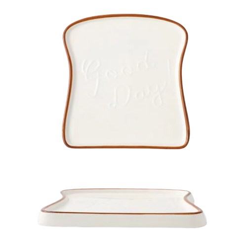 INS Style Red Rim Dessert Plate – Square Ceramic Dish for Western Sweets
