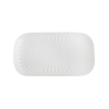 White Ceramic Sushi Plate – Embossed Long Rectangular Serving Dish