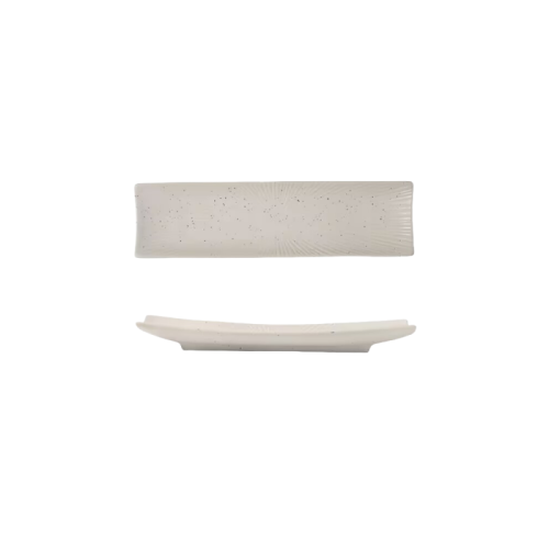 Japanese Long Rectangular Ceramic Serving Plate – Textured Glaze Sushi & Grilled Fish Platter