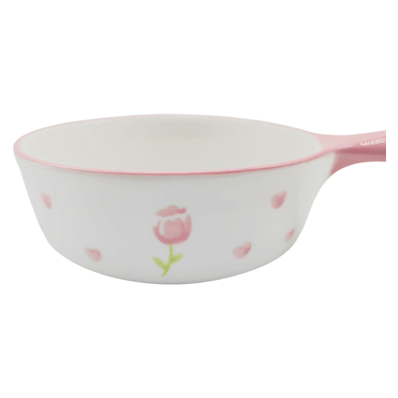 Gift-Worthy Bowl With Pink Side Pattern, Ergonomic Handle
