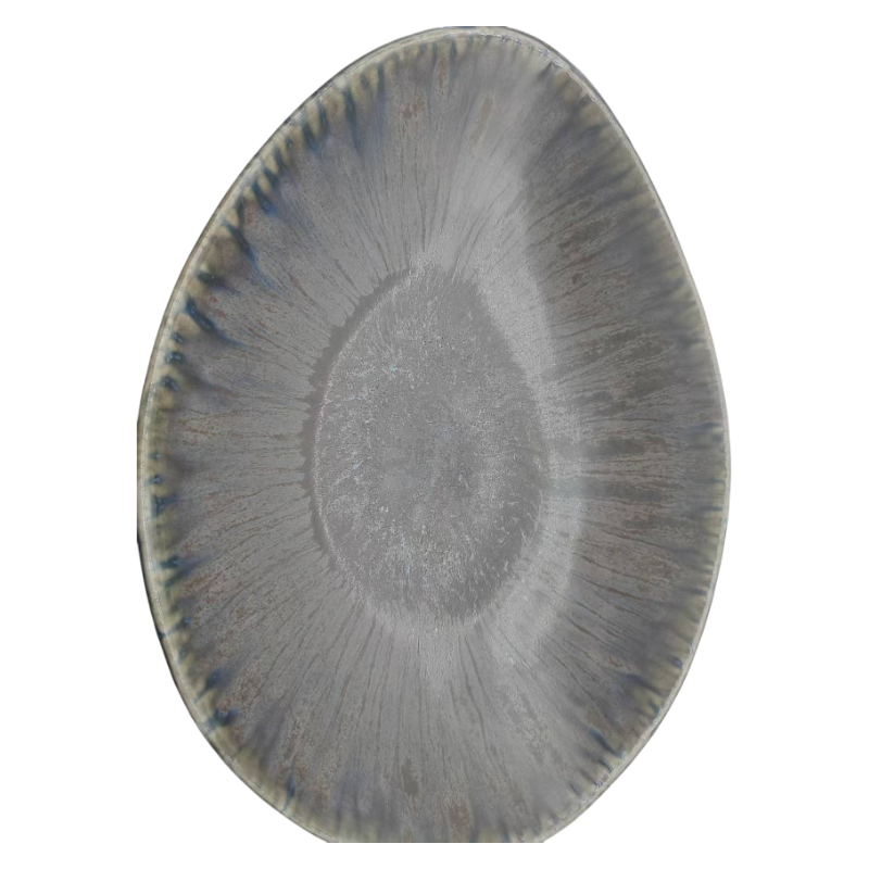 Interior Of Rustic Stoneware Bowl With Reactive Glaze Texture