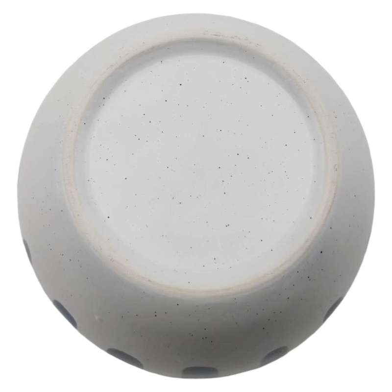 Bottom view of matte stoneware bowl, non-slip base design
