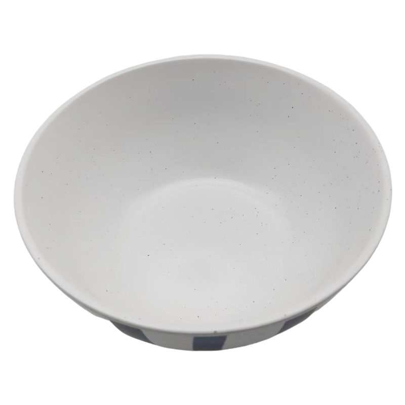 Inner surface of blue brushstroke ceramic bowl, smooth glaze detail