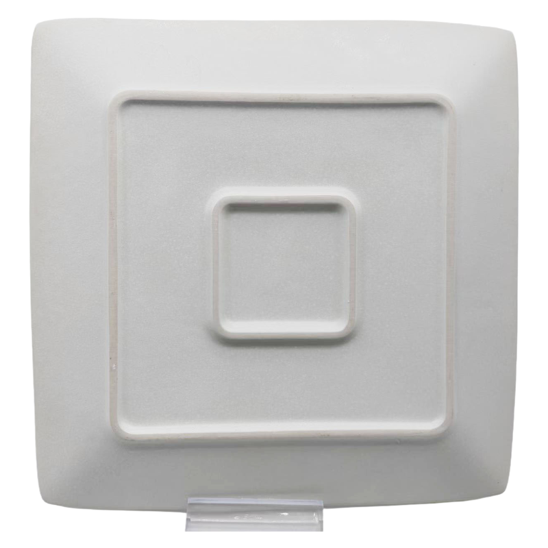 Bottom View Of Minimalist White Square Ceramic Plate