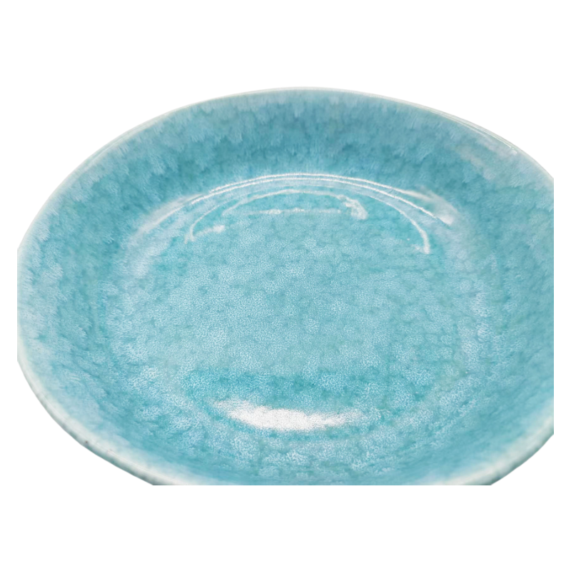Inner Surface of Teal Blue Crystalline Glazed Stoneware Plate