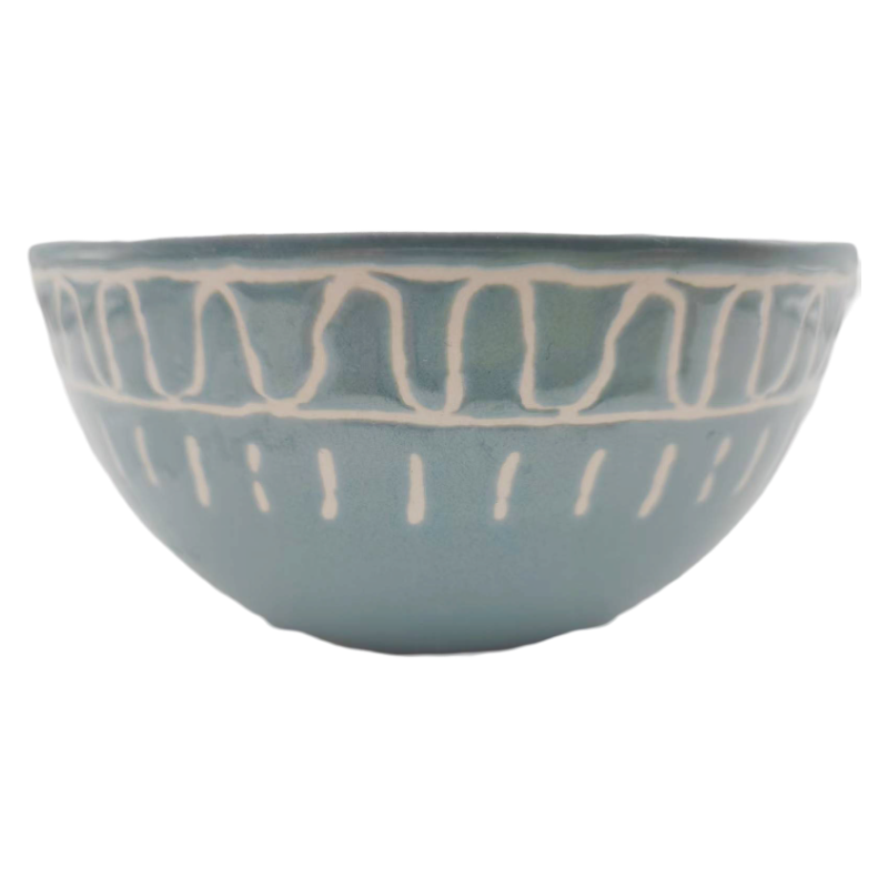 Front View Of Boho Style Hand-Painted Ceramic Dinnerware Plate