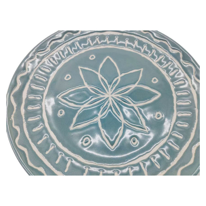 Bottom View Of Boho Style Hand-Painted Ceramic Dinnerware