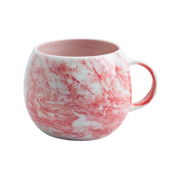 Round Marble Ceramic Tea Cup | Handcrafted Double Mold Mug for Coffee & Tea