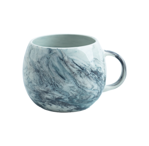 Round Marble Ceramic Tea Cup – Handcrafted Double Mold Mug for Coffee & Tea