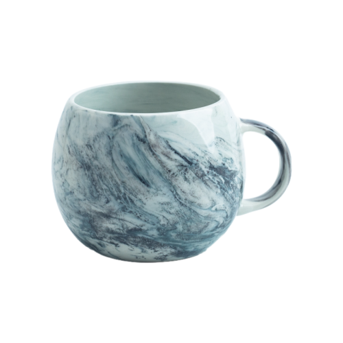 Round Marble Ceramic Tea Cup | Handcrafted Double Mold Mug for Coffee & Tea