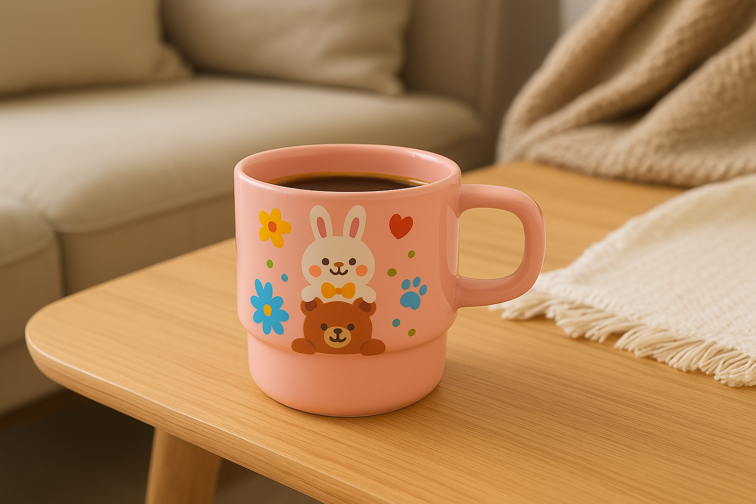 6oz Ceramic Kids Cup With Drink In Use