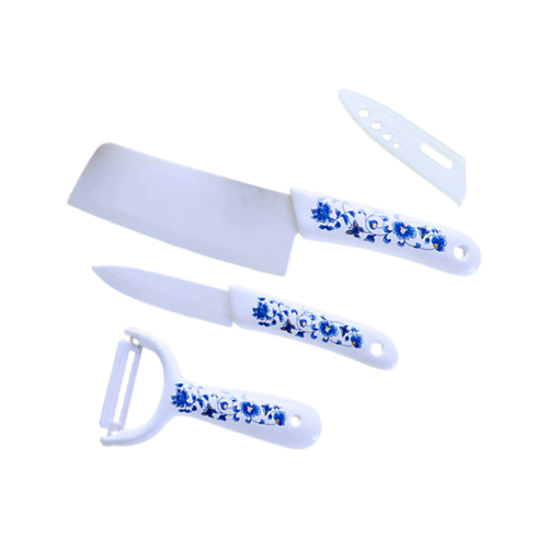 3-Piece Ceramic Knife Set | Zirconia Kitchen Knives with Peeler, Sharp and Lightweight Cooking Tools