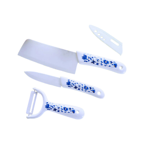 3-Piece Ceramic Knife Set | Zirconia Kitchen Knives with Peeler, Sharp and Lightweight Cooking Tools
