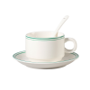 150ml Ceramic Cup and Saucer Set for Hotels – Classic White with different colored Rim
