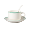 150ml Ceramic Cup and Saucer Set for Hotels – Classic White with different colored Rim