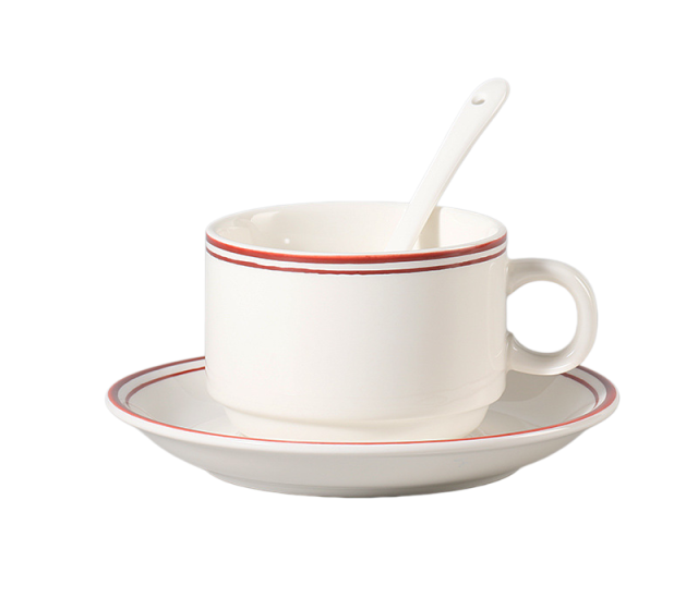 Juego de taza y platillo de cerámica para hoteles
