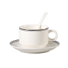 150ml Ceramic Cup and Saucer Set for Hotels – Classic White with different colored Rim