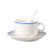 150ml Ceramic Cup and Saucer Set for Hotels – Classic White with different colored Rim