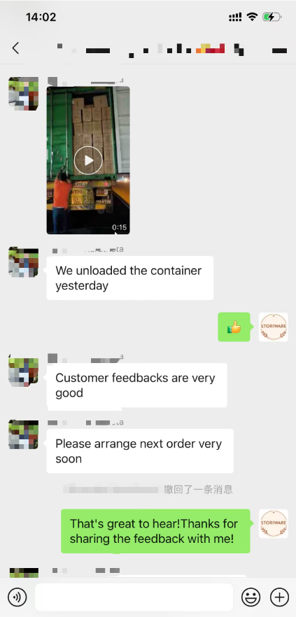 Screenshot of the buyer confirming very good customer feedback