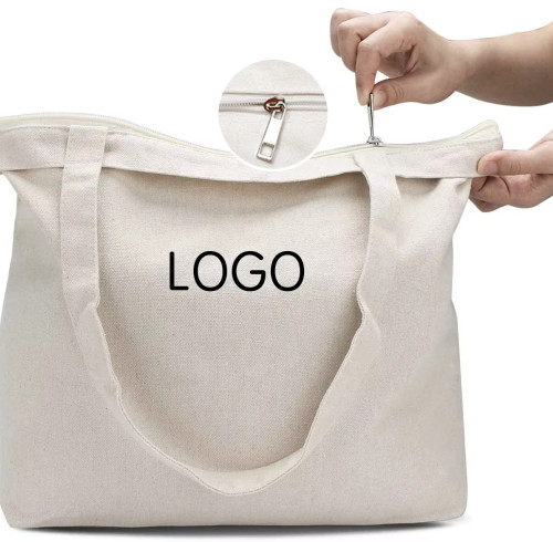 KUOSHI Custom Printed Logo Canvas Tote Bag With Zipper