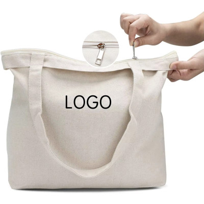 KUOSHI Custom Printed Logo Canvas Tote Bag With Zipper