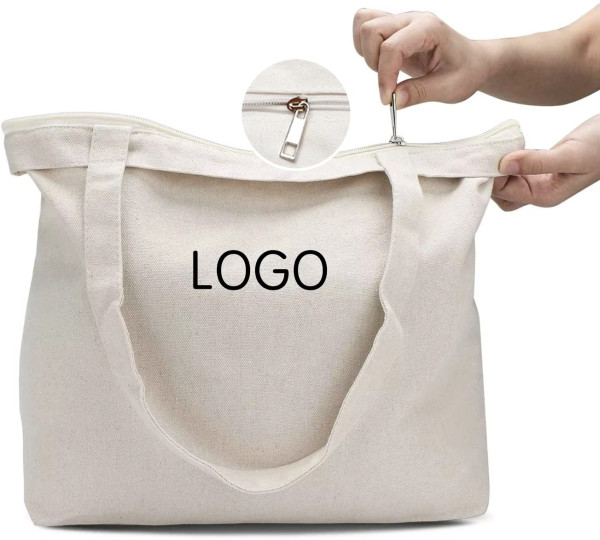 KUOSHI Custom Printed Logo Canvas Tote Bag With Zipper