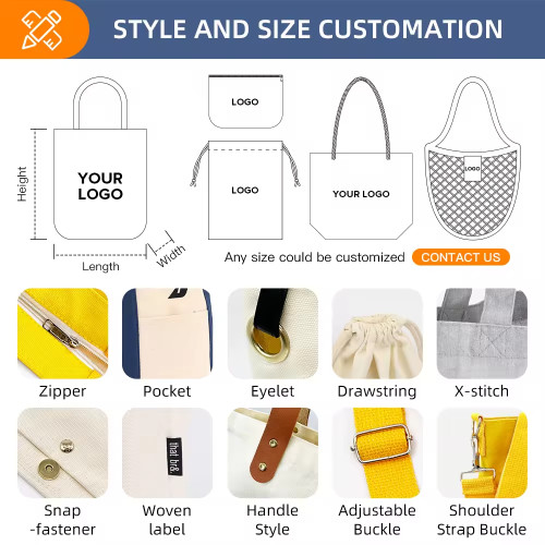 KUOSHI Custom Organic Blank Cotton Tote Shopping Bags - OEM/ODM Solutions for Wholesale & Distribution, Perfect for Branding with Printed Logo, Ideal for Eco-Friendly Retailers and Brands