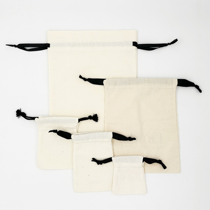 KUOSHI OEM Custom Logo Printed Organic Canvas Cotton Drawstring Bag Jewelry Pouch
