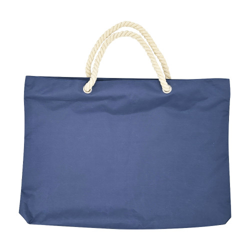 KUOSHI OEM Custom Printed Logo Rope Handle Canvas Beach Tote Bag With Zipper