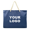 KUOSHI OEM Custom Printed Logo Rope Handle Canvas Beach Tote Bag With Zipper