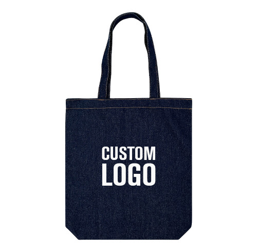 Custom Denim Tote Bag with Contrast - Color Handles