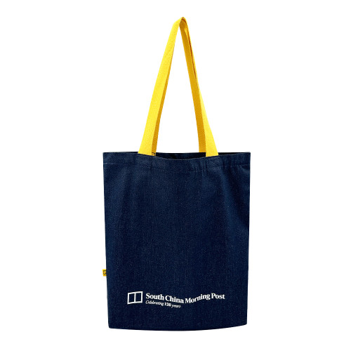 Custom Denim Tote Bag with Contrast - Color Handles