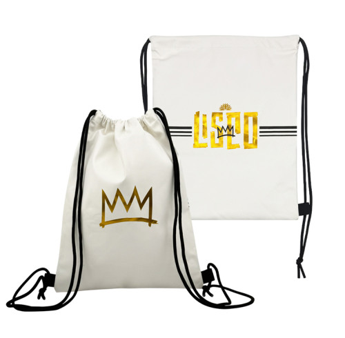 OEM Custom Drawstring Backpack with Gold Foil Printing