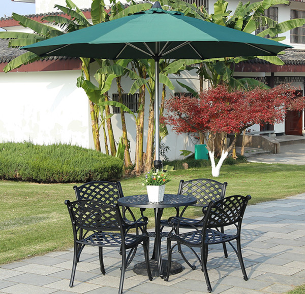 Outdoor Patio Umbrella Center Pole Sunshade Crank Lift Aluminum Frame – UV Protection, Waterproof Garden & Deck Shade