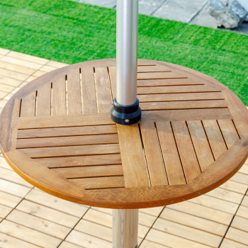 Multi-Tier Aluminum Pagoda Style Patio Shade with Center Pole Design and Built-In Table for Commercial Use