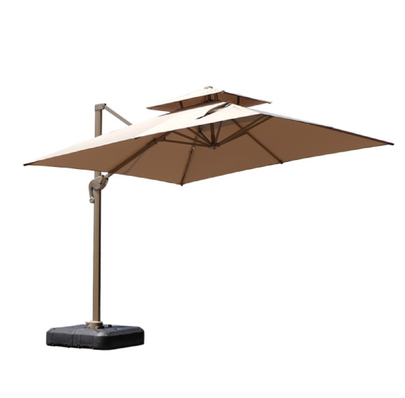 Cantilever Umbrella with LED Lighting and Side Pole for Commercial Outdoor Night Use