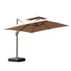Cantilever Umbrella with LED Lighting and Side Pole for Commercial Outdoor Night Use