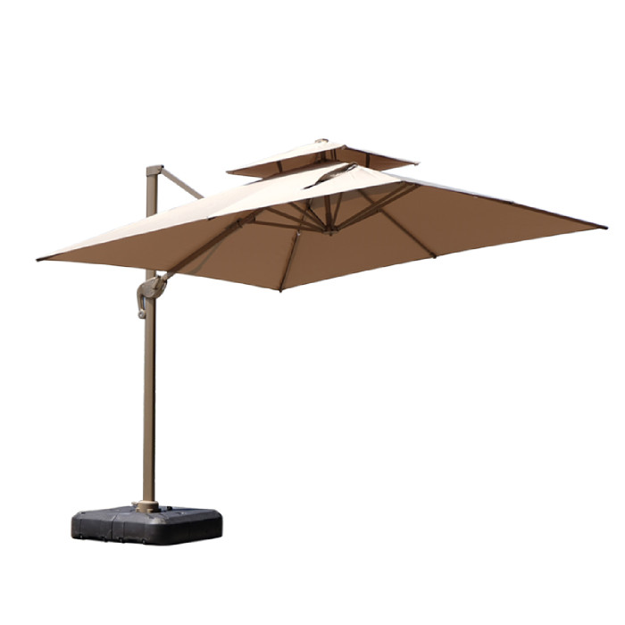Cantilever Umbrella with LED Lighting and Side Pole for Commercial Outdoor Night Use