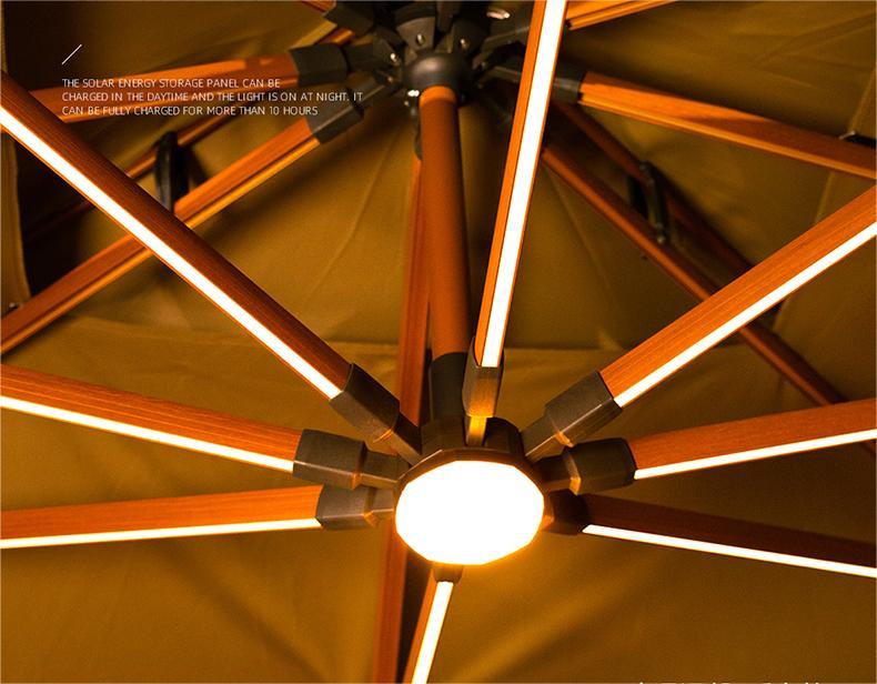 Solar-Powered LED Ribs with Central Light Hub